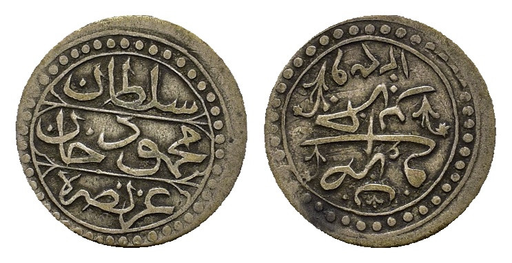 Ottoman Empire. Algeria. Mahmud II (AH 1223-1255/AD 1808-1839), AR 1/8 Budju. (1...