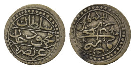 Ottoman Empire. Algeria. Mahmud II (AH 1223-1255/AD 1808-1839), AR 1/8 Budju. (16,7mm, 1.27g) Jaza'ir, AH 1239. KM 74. Scarce.
