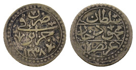 Ottoman Empire. Algeria. Mahmud II (AH 1223-1255/AD 1808-1839), AR 1/4 Budju. (20,8mm, 2.52g) Jaza'ir, AH 1238. KM 67.