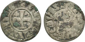 Duchy of Athens. Guillaume de La Roche (1280-1287). BI Denier (18mm, 0.50g, 12h). Thebes. Cross pattée. R/ Chateau tournois. Metcalf, Crusades 1058. N...