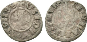 Principality of Achaea. Gui II de La Roche (1287-1308). BI Denier (19mm, 0.60g, 12h). Thebes. Cross pattée. R/ Château tournois. Metcalf, Crusades 105...