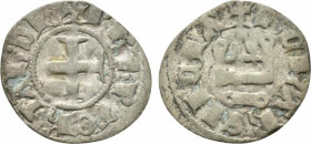 Principality of Achaea. Philippe de Taranto (1307-1313). BI Denier (19mm, 0.68g, 12h). Corinth. Cross pattée. R/ Château tournois. Cf. Metcalf, Crusad...