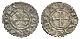 Italy, Ancona, Republic, 13th century. AR Denaro (16mm, 0.63g, 11h). CVS. R/ Cross. Biaggi 33. VF