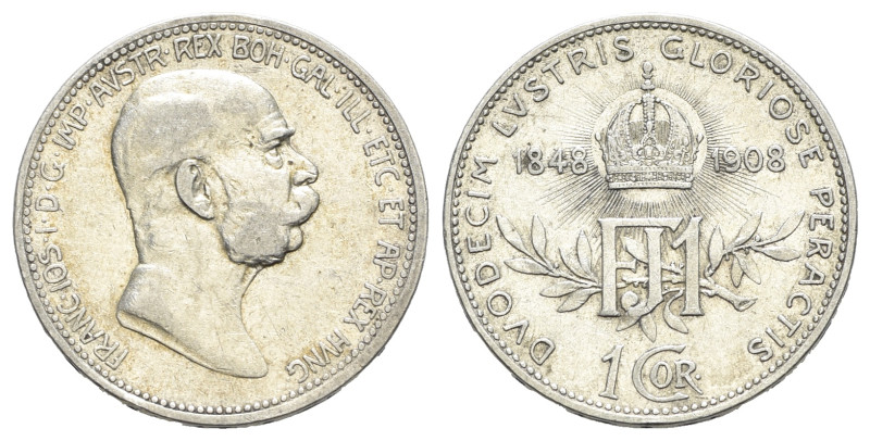 Austria. Franz Joseph I (1848-1916). AR 1 Corona 1908 (23mm, 4.94g, 12h). KM 280...