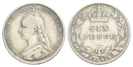 Great Britain. Victoria (1837-1901). AR 6 Pence 1892 (19mm, 2.74g, 12h). KM 760. Near VF