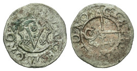 Livonia, Riga. Thomas Schoning (1528-1539). BI Schilling (17,7mm, 0.91g). Arms. R/ Crossed cross and sceptre. Fed. 348-51.