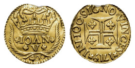 Portugal, João V (1706-1750) AV 400 Reis. 1719 (13mm, 0.84g) Lisbon mint. KM201.(Ex looped), XF.