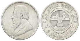 South Africa. 2 Shillings 1896 (29mm, 11.14g, 12h). KM 6. Near VF