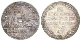 Germany. AR Medal 1972 - Olympic Games (27mm, 4.05g, 12h). View of Munich. R/ Legend in four lines. VF