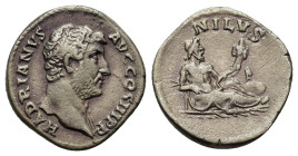 Hadrian (117-138). Replica of AR Denarius (16,1mm, 2.7g). Rome, 134-138. Bare head to right. R/Nilus reclining right on urn, holding cornucopiae in hi...