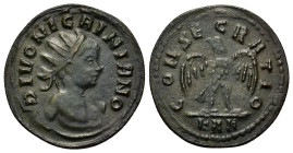 Divus Nigrinian. Died circa AD 284. Replica of Antoninianus (22,5mm, 3.81g). Consecration issue. Rome mint, 1st officina. 5th emission of Carinus, Nov...