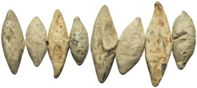 Lot of 4 PB Roman Sling Bullets, to be catalog. Lot sold as is, no return.