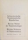AA.VV. Revue Suisse de Numismatique. Tome 70, 1991. Softcover, pp. 106, b/w illusrations, 15 b/w plates. Sommaire: Walburg, Reinhold: Lydisch oder per...