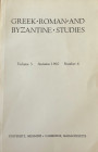 AA.VV. Greek, Roman and Byzantine Studies. Vol. 3 Autumn 1960, Number 4. Brossura ed. pp. Da 153 a 225. tavv. Da 9 a 12. Buono stato.