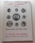 Galerie Numismatique Vente No. 13. 21 Novembre 1980. Brossura ed. lotti 1128, ill. in b/n. Buono stato