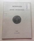 Kampmann M.M. Renaud M.D. Monnaies, Jetons, Decorations. Paris 03-04 Mai 1984. Brossura ed. lotti 791 tavv. In b/n. Con lista prezzi di stima e di rea...