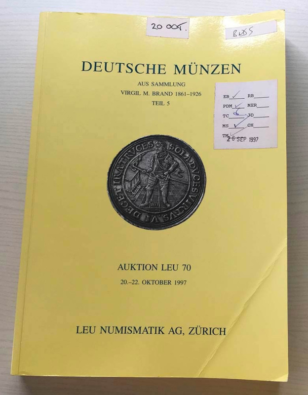 Leu Numismatik Auktion 70 Deutsche Munzen aus Sammlung Virgil M. Brand 1861-1926...