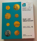 SBV Auktion 14 Gold- und Sibermunzen. Basel 29-30-31 Januar 1985. Cartonato ed. pp. 409, lotti 2205, ill. in b/n. Tavv. 6 di ingrandimenti a colori. O...