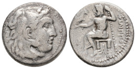 KINGS OF MACEDON. Alexander III 'the Great' (336-323 BC). Drachm. 3,9 g. 17,6 mm.
Obv: Head of Herakles right, wearing lion skin.
Rev: AΛEΞANΔPOY.
...