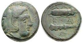 Greek
Kingdom of Macedon, Alexander III \'the Great\' Æ17. Lifetime issue. Macedonian mint, struck circa 336-323 BC. Head of Herakles right, wearing ...