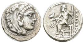Greek
Kingdom of Macedon. Alexander III ‘The Great’ AR Drachm. Miletos, circa 325-323 BC. Head of Herakles right, AΛEΞANΔPOY, Zeus Aëtophoros seated ...