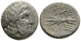 SELEUKID KINGS of SYRIA. Seleukos I. 312-280 BC. Æ Civic issue of Seleukeia Piereia. Laureate head of Zeus right /
Winged thunderbolt left; monogram ...