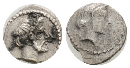 Greek
CILICIA, Nagidos (Circa 400-380 BC) AR Obol (9,2 mm, 0.42g)
Obv: Head of Aphrodite to right; behind, N.
Rev: Head of bearded Dionysos to righ...