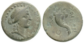 Cilicia. Soloi-Pompeiopolis 100-30 BC. Bronze Æ Diademed head of Artemis right / ΣΟΛΕΩΝ, double cornucopiae, in left field, monogram. 4,2 g 18,8 mm...