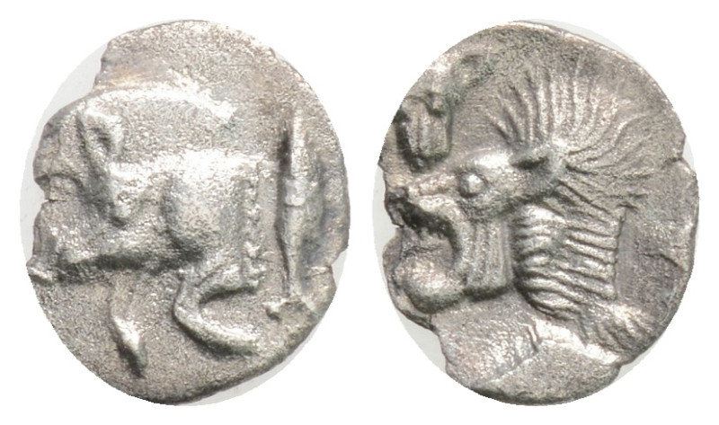 MYSIA. Kyzikos. Obol (Circa 450-400 BC).0,26 g. 9,2 mm.
Obv: Forepart of boar l...