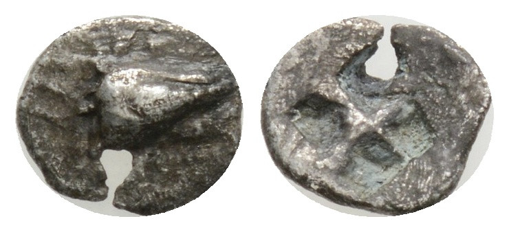 Greek
MYSIA, Kyzikos (Circa 520-480 BC) AR Hemiobol (6,9 mm, 0.17 g )
Obv: Hea...