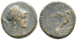 Greek PHRYGIA, Apameia, Phainippos and Drakon (Circa 88-40 BC) AE Bronze (21,6 mm, 7,8 g)
Obv: Helmeted bust of Athena right.
Rev: AΠΑΜΕΩN / ΦAINIΠΠ...