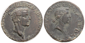 Roman Provincial
Cilicia. Augusta. Tiberius and Livia AD 14-37. Bronze Æ 28,2 mm., 12,5 g.
Bare head of Tiberius right / Draped bust of Livia right....