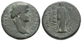 PHRYGIA. Hierapolis. Claudius (41-54). Ae. 4.2 g. 18 mm. M. Sullios Antiochos, grammateus.
Obv: KΛAYΔIOΣ KAIΣAP. Laureate head right.
Rev: M ΣYIΛΛIO...