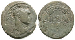 CYRRHESTICA, Beroea. Trajan. AD 98-117. Æ Laureate head right / BEPOI/AIωN above Γ; all within wreath.
10.6g 26.4mm