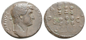 HADRIAN (117-138). Semis. Rome. 2,3 g. 16,3 mm. 
Obv: HADRIANVS AVGVSTVS. Laureate head right.
Rev: COS III / S - C. Legionary eagle between two sta...