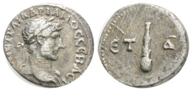 CAPPADOCIA, Caesarea. Hadrian, 117-138 AD. AR Hemidrachm (1.8 g. 14,5 mm.) yr. 4. Laureate cuirassed bust / Nike advancing with wreath. Met.86a. Syd.2...