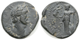 Lycaonia, Iconium. Antoninus Pius. A.D. 138-161.Ae, 4,7 g. 19 mm. IM-P C T A H ANTONINVS, laureate head of Antoninus Pius right / COL ICO, Athena stan...