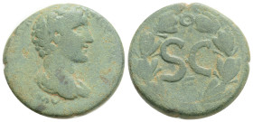 Antoninus Pius Æ22 of Antioch, Syria. AD 138-161. Laureate head right / Large SC, E below; all within laurel wreath.
9.4g 23.2mm