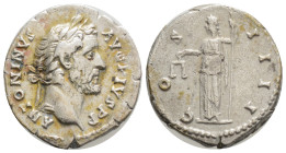 Roman Imperial
Antoninus Pius (138-161 AD) Rome AR denarius (19,5 mm, 3,3 g)
Obv: ANTONINVS AVG-PIVS P P TR P XII - laureate head of Antoninus Pius ...