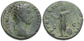 Roman Empire Sestertius 154 - 155 AD, Marcus Aurelius
12,7 g. 26,2 mm. Obv: MAVRELIVSCAESARAVGPIIFIL - Bare headed, draped bust right. Rev: TRPOTVIII...