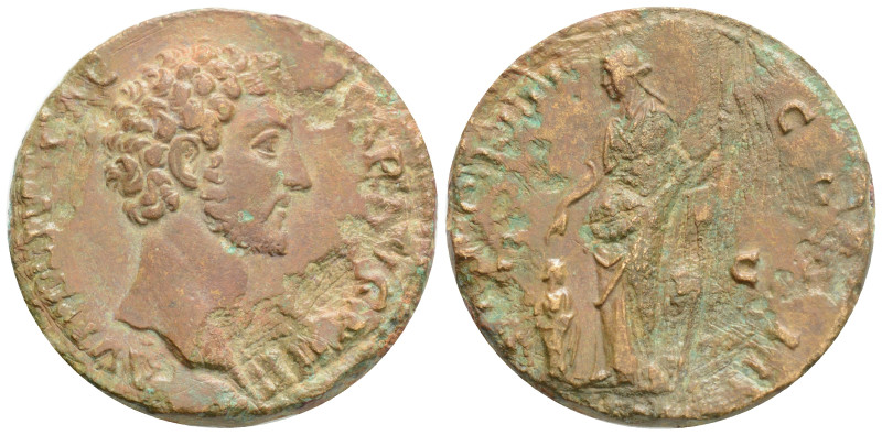Marcus Aurelius. As Caesar, AD 139-161. Æ Sestertius Rome mint. Struck under Ant...
