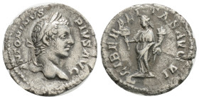 Roman Imperial
Caracalla AD 211-217. Rome. Denarius AR, 19,8 mm., 3,1 g.
ANTONINVS PIVS AVG BRIT, laureate head right / LIBERALITAS AVG VI, Liberali...