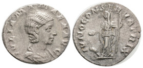 Roman Imperial
Julia Mamaea AD 225-235. Rome. Denarius AR 18,8 mm., 2,8 g.
IVLIA MAMAEA AVG, draped bust right / IVNO CONSERVATRIX, Juno Conservatri...