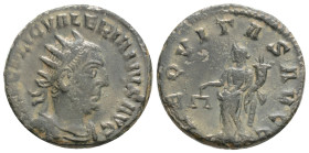 VALERIAN I (253-260). Antoninianus. Antioch. IMP C P LIC VALERIANVS AVG. Radiate, draped and cuirassed bust right. AEQVITAS AVGG. Aequitas standing le...