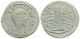 Claudius II Gothicus Æ of Antioch, Pisidia. AD 268-270. [IMP CAES C]LAVDIV, radiate, draped and cuirassed bust right / ANTIOCH CL(sic), vexillum surmo...