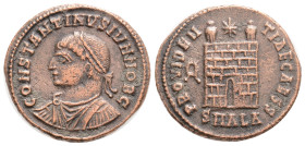 Roman Imperial
Constantine II Æ Follis. Alexandria, AD 327-8. 3,1 g. 19,5 mm. CONSTANTINVS IVN NOB C, laureate, draped and cuirassed bust left / PROV...