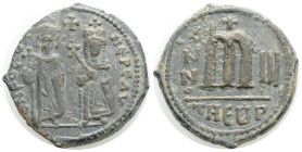 Byzantine
Phocas. 602-610. AE follis (28 mm, 11,1 g, 5 h). Antioch mint, dated year 3 = 603/604. O N FOCA NЄ PЄ AV, Phocas on left and Leontia on rig...