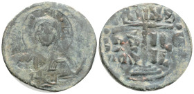 Anonymous Æ Nummus. Constantinople, time of Romanus III, circa AD 1028-1034. + [ЄMMA]NOVHA, facing bust of Christ Pantokrator; IC-XC across fields / +...