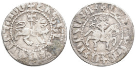 Medieval, Armenia, Cilician Armenia, Levon III (1301-1307 AD) AR Tavorkin (22 mm, 2.3 g)
Obv: Levon on horseback advancing right
Rev: Crowned lion a...