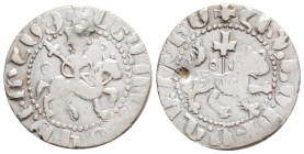Medieval
Armenia, Cilician Armenia, Royal, Levon III (1301-1307 AD) AR Tram (19,6 mm, 1,7 g)
Obv: Levon on horseback riding right, head facing, hold...